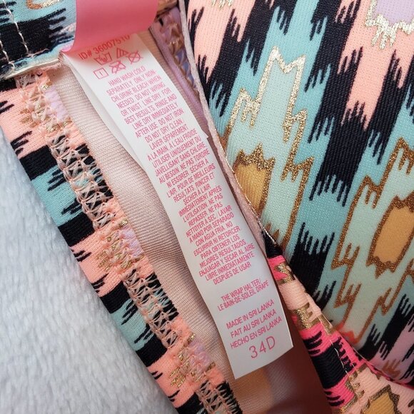 VICTORIA'S SECRET The Wrap Halter Aztec Push-Up Bikini Top 34D Underwire Swim - Picture 8 of 11